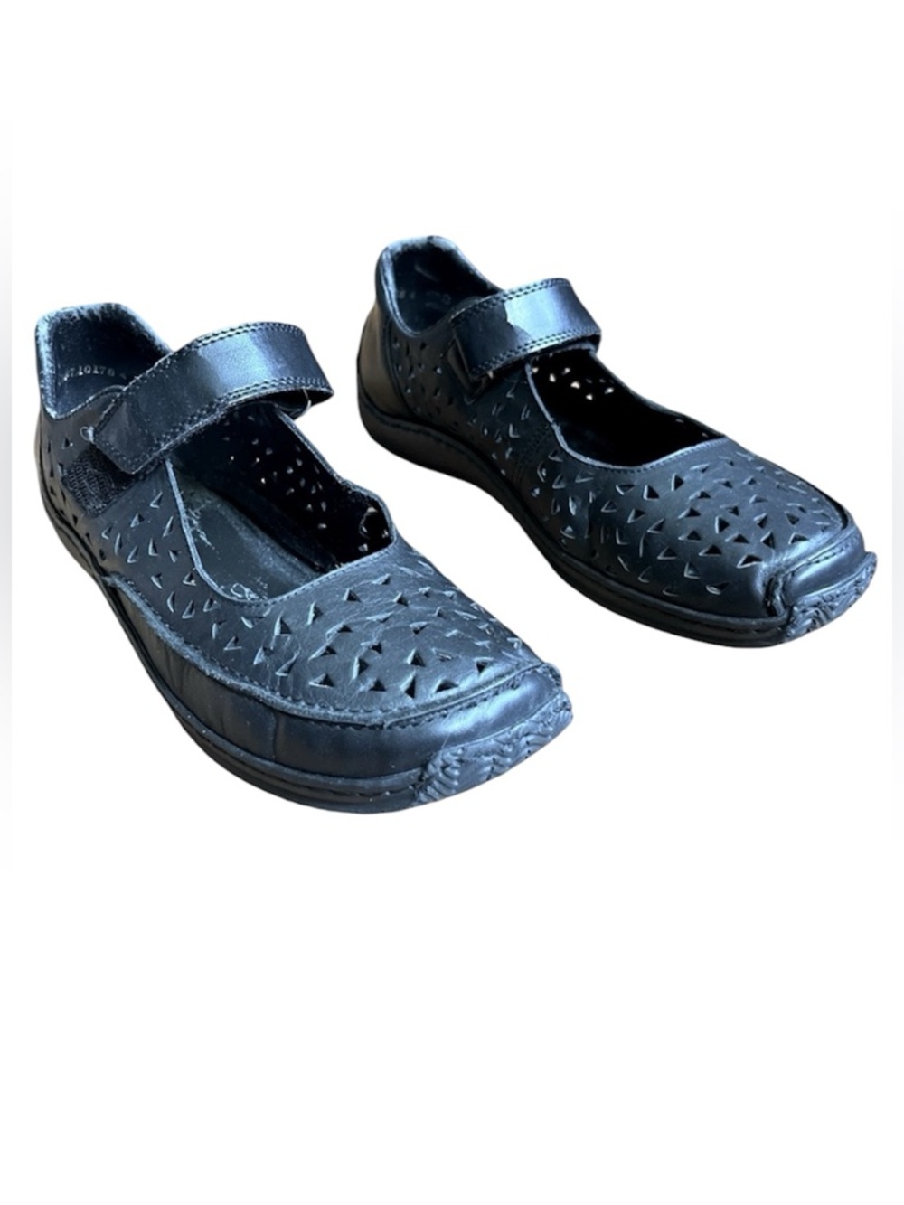 Rieker Celia shoes Mary Jane flats perforated black leather US 9.5 EU 41 granola